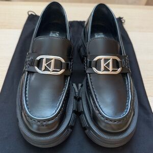 Karl Lagerfeld Black Leather Loafers